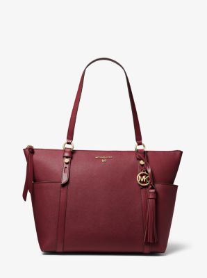 sullivan large saffiano leather top zip tote bag