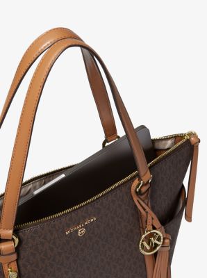 Michael Kors Sullivan Large Leather Top Zip Tote Brown Acorn Gold