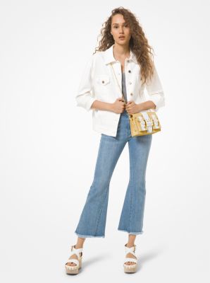 Hayden Medium Crocodile Embossed Leather Messenger Bag