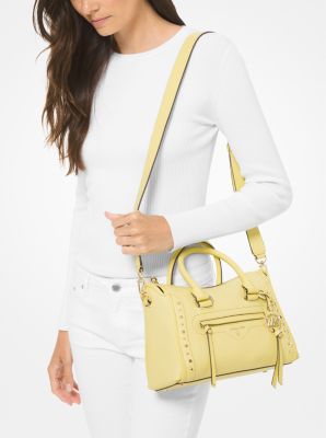 Carine Small Studded Pebbled Leather Satchel