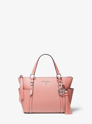 Sullivan Small Two-Tone Saffiano Leather Top-Zip Tote Bag