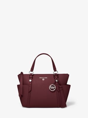 Bolso tote Sullivan peque&ntilde;o de piel saffiano con cremallera superior in MERLOT | Michael Kors