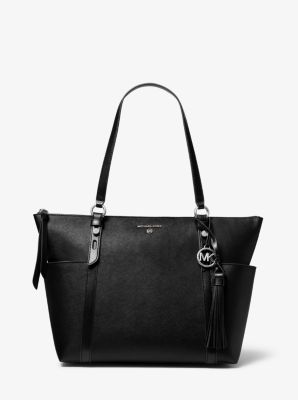 Sullivan Small Two-Tone Saffiano Leather Top-Zip Tote Bag