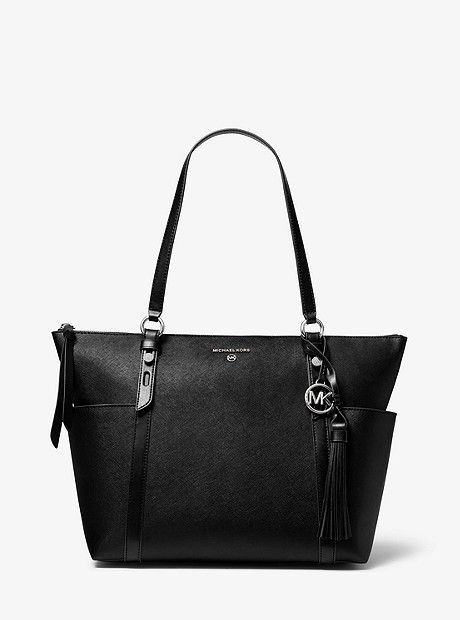 Sullivan Large Saffiano Leather Top-Zip Tote Bag - BLACK - 30T0SNXT3L