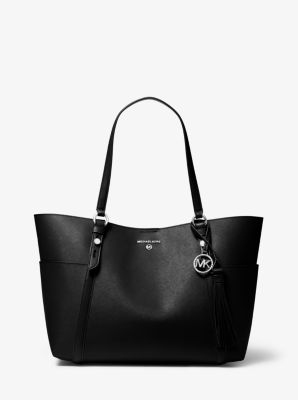 large black leather tote bag