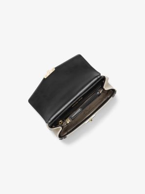 Bolso de hombro SoHo pequeño de piel y lona con tachuelas in NATURAL/NEGRO | Michael Kors