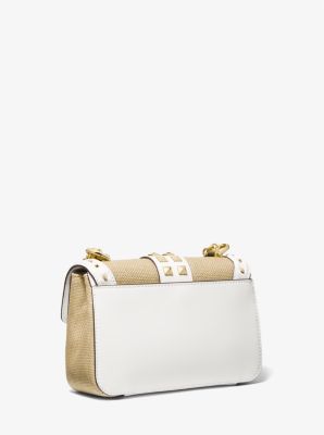 MICHAEL KORS Sheila Small Satchel- Optic White and Rose Gold