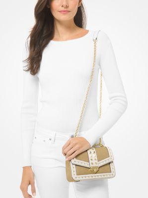 MICHAEL KORS Sheila Small Satchel- Optic White and Rose Gold