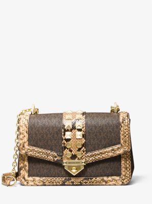 SoHo Large Studded Snake Embossed Leather and Logo Shoulder Bag image number 0