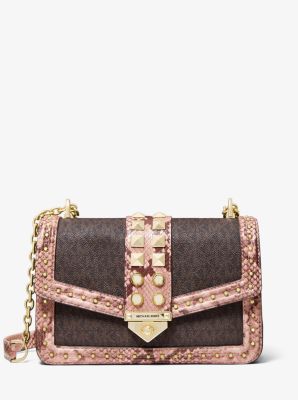 Schultertasche SoHo Large aus Logostoff und Leder mit Schlangenprägung und Nieten image number 0