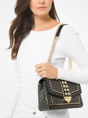 Michael kors black shop gold studded purse