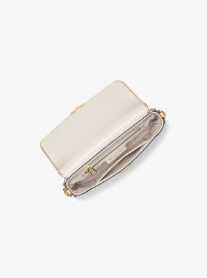 Petit sac porté épaule Bradshaw en cuir tressé métallisé à imprimé logo image number 1