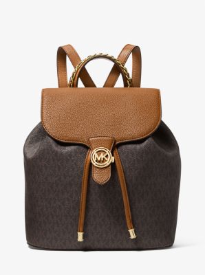 Mina Large Logo and Pebbled Leather Backpack | Michael Kors