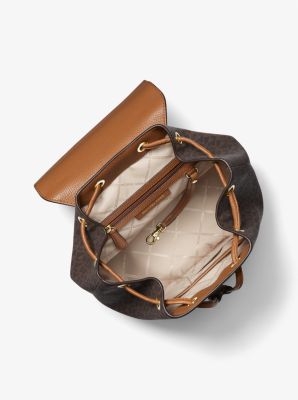 Mina Large Logo and Pebbled Leather Backpack image number 1
