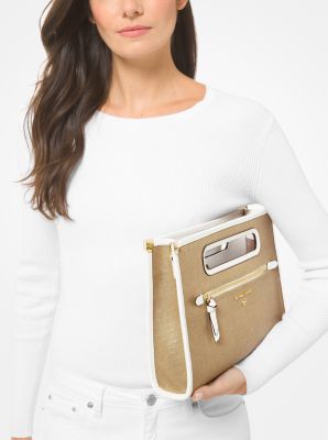 Jane Large Metallic Cotton Canvas Clutch