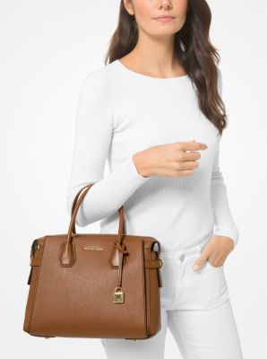 Michael Kors Mercer Small Logo Belted Satchel Brown One Size