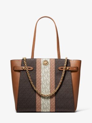 MICHAEL Michael Kors Voyager Medium Color-block Logo Tote Bag in Brown