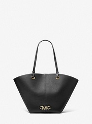 Izzy Medium Logo Embellished Pebbled Leather Tote Bag - BLACK - 30T1GZYT8L