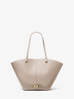 Izzy Medium Logo Embellished Pebbled Leather Tote Bag Michael Kors