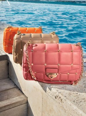 Michael Kors Soft Pink Ladies Soho Large Quilted Leather Shoulder Bag