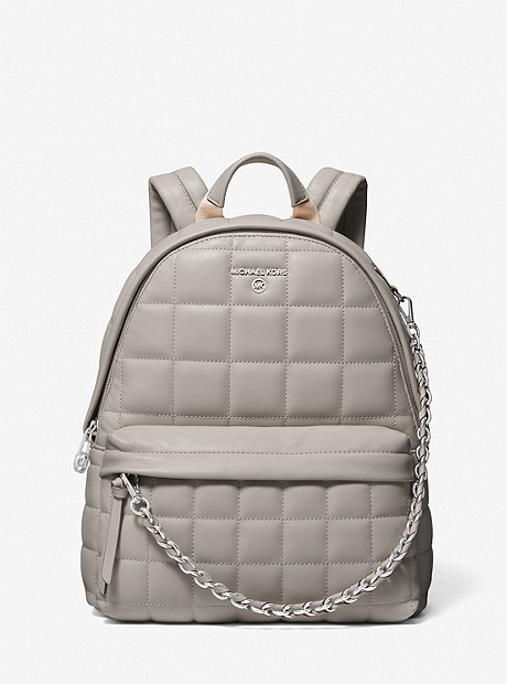 Slater Medium Quilted Leather Backpack - PEARL GREY - 30T1S04B2T