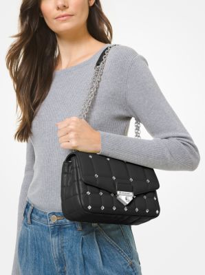 Michael Kors Soho Studded Leather Shoulder Bag in Blue