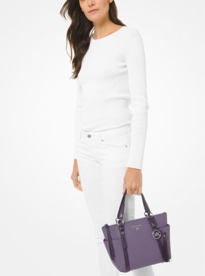 Sullivan Small Two-Tone Saffiano Leather Top-Zip Tote Bag