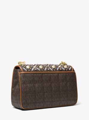 SoHo Large Embellished Logo Shoulder Bag