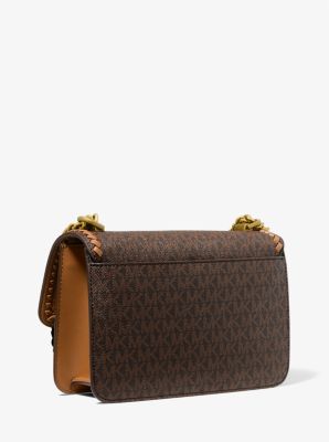 2 pc set  Studded handbag, Linen handbags, Tan shoulder bag