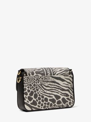 Buy Michael Kors Bradshaw Medium Animal Jacquard Messenger Bag, Black &  White Color Women