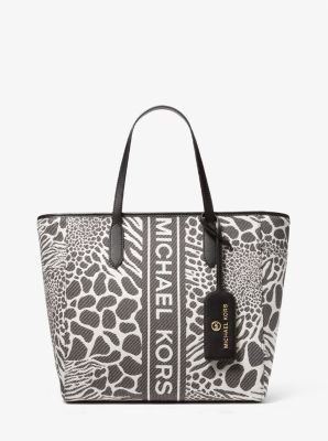 MICHAEL Michael Kors, Bags, Michael Michael Kors Brownblackorange Large  Sinclair Logo Tape Tote