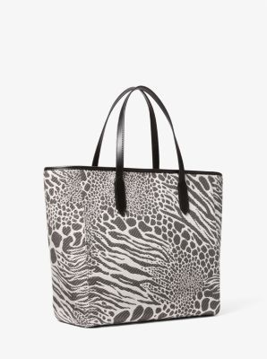 MICHAEL Michael Kors Sinclair Large Animal Jacquard Tote Bag in Black