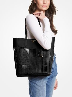 Perforated leather hot sale tote bag