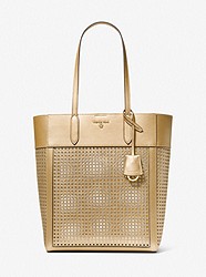 Sinclair Large Perforated Metallic Leather Tote Bag - PALE GOLD - 30T2G5ST9M
