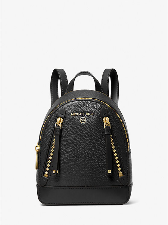Michael Kors Women's Brooklyn Extra-Small Pebbled Leather Backpack - Black - Backpacks