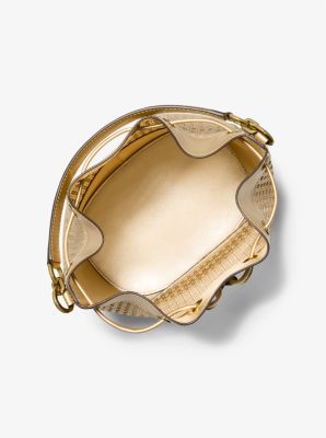 Sac Devon de taille moyenne en cuir m&eacute;tallis&eacute; perfor&eacute;