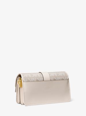 Greenwich Medium Logo Jacquard Shoulder Bag in NATURAL | Michael Kors