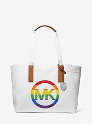 PRIDE The Michael Large Embellished Logo Canvas Tote Bag - OPTIC WHITE - 30T2S01T7C
