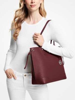 Michael Kors Edith Large Leather Open Tote In Merlot