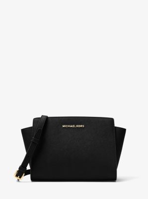 selma medium metallic leather crossbody black