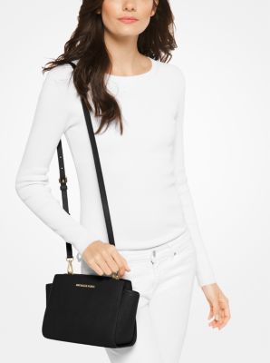 Michael Michael Kors Selma Colorblock Mini Messenger Black White