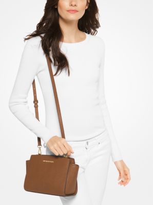 Michael michael kors selma medium metallic leather crossbody sale