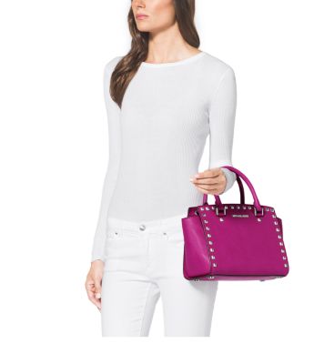 Michael Michael Kors Selma Medium Top Zip Patent Leather Satchel