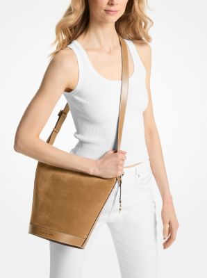 Townsend Topstitched Suede Messenger Bag