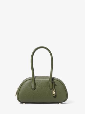 Shop Michael Kors Lulu Small Pebbled Leather Satchel In Green