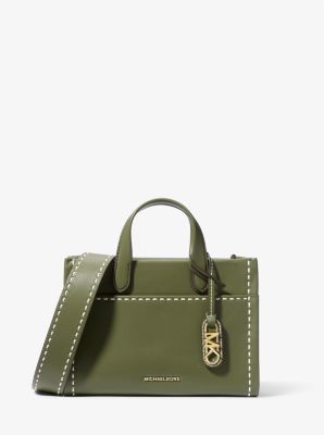 Gigi Small Topstitched Leather Messenger Bag