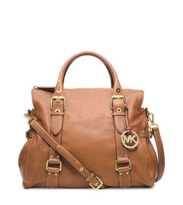 michael kors leigh large brown satchels