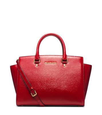 michael kors red patent leather purse