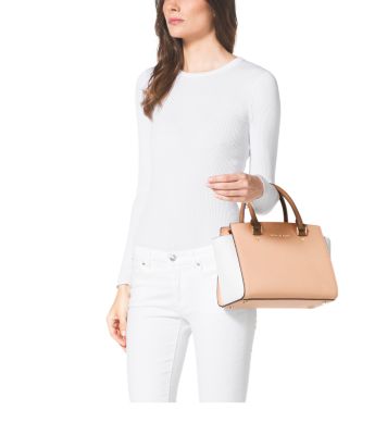 Selma Medium Color-Block Leather Satchel