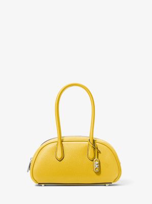 Shop Michael Kors Lulu Small Pebbled Leather Satchel In Yellow